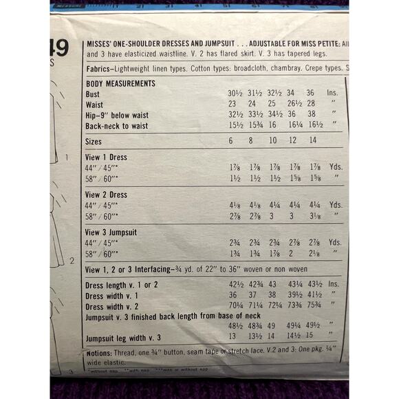 Simplicity 6449 Sewing pattern dress swing skirt jumpsuit one shoulder - Picture 4 of 5